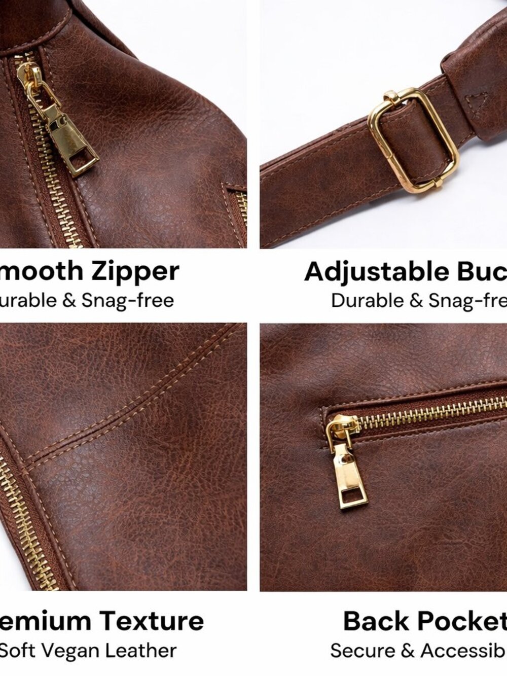 Purses for Women Slouchy Shoulder Bag Hobo Bag Soft Vegan Leather Adjustable - Picture 4 of 6